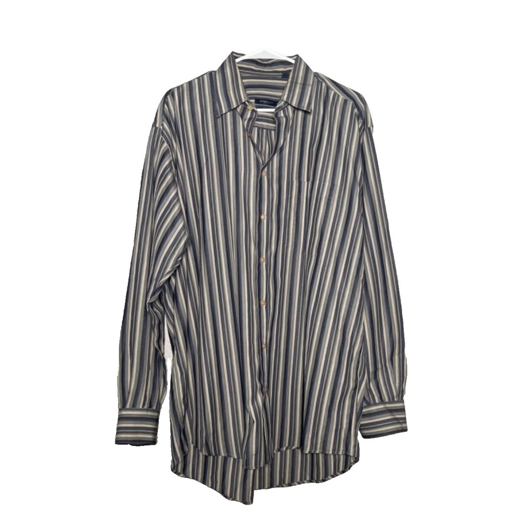 Burberry London Shirt Men's Large Blue Striped‎ Long Sleeve USA